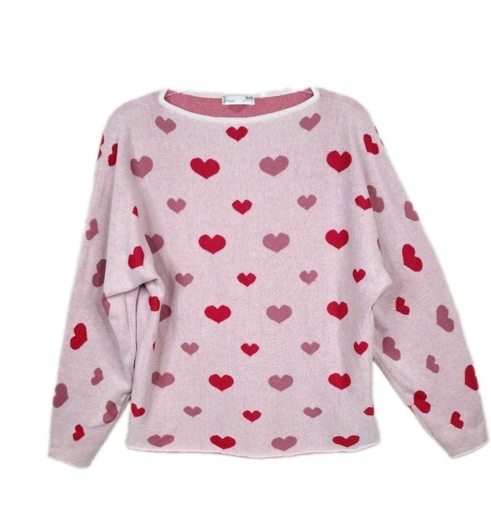 Rafiana Pink Heart Print Sweater Size XL
